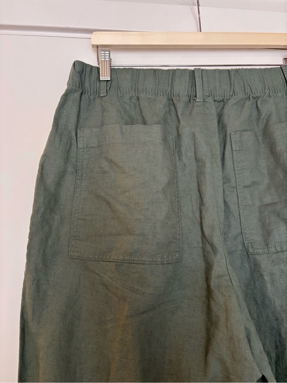 GAP Olive Green Linen Blend Straight-Leg Elastic-Waist Zip Fly Pants Comfort LT - Picture 4 of 12